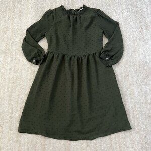 LOFT Ann Taylor Long Sleeve Green Midi Dress XS